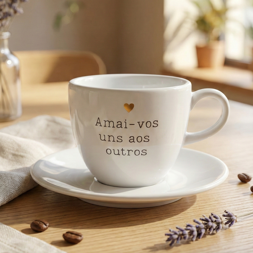 Xícara com Pires Amai-vos uns aos outros 220 ml