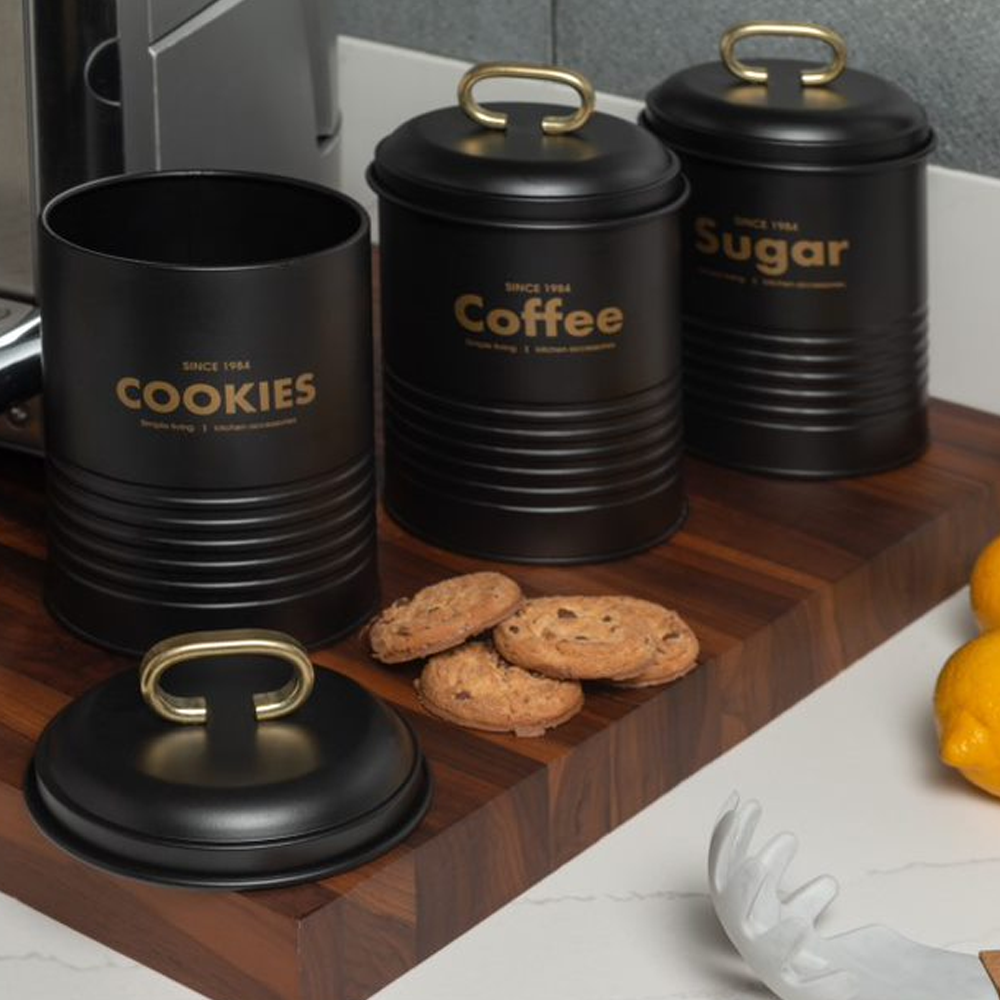 Lata com Tampa Coffee Preta Modern