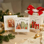 Azulejo de Natal Vila com Suporte e Embalagem