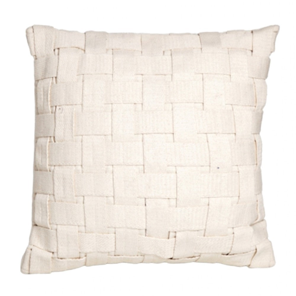 Almofada Trama Creme com Enchimento e Fechamento em Zíper 50 x 50 cm