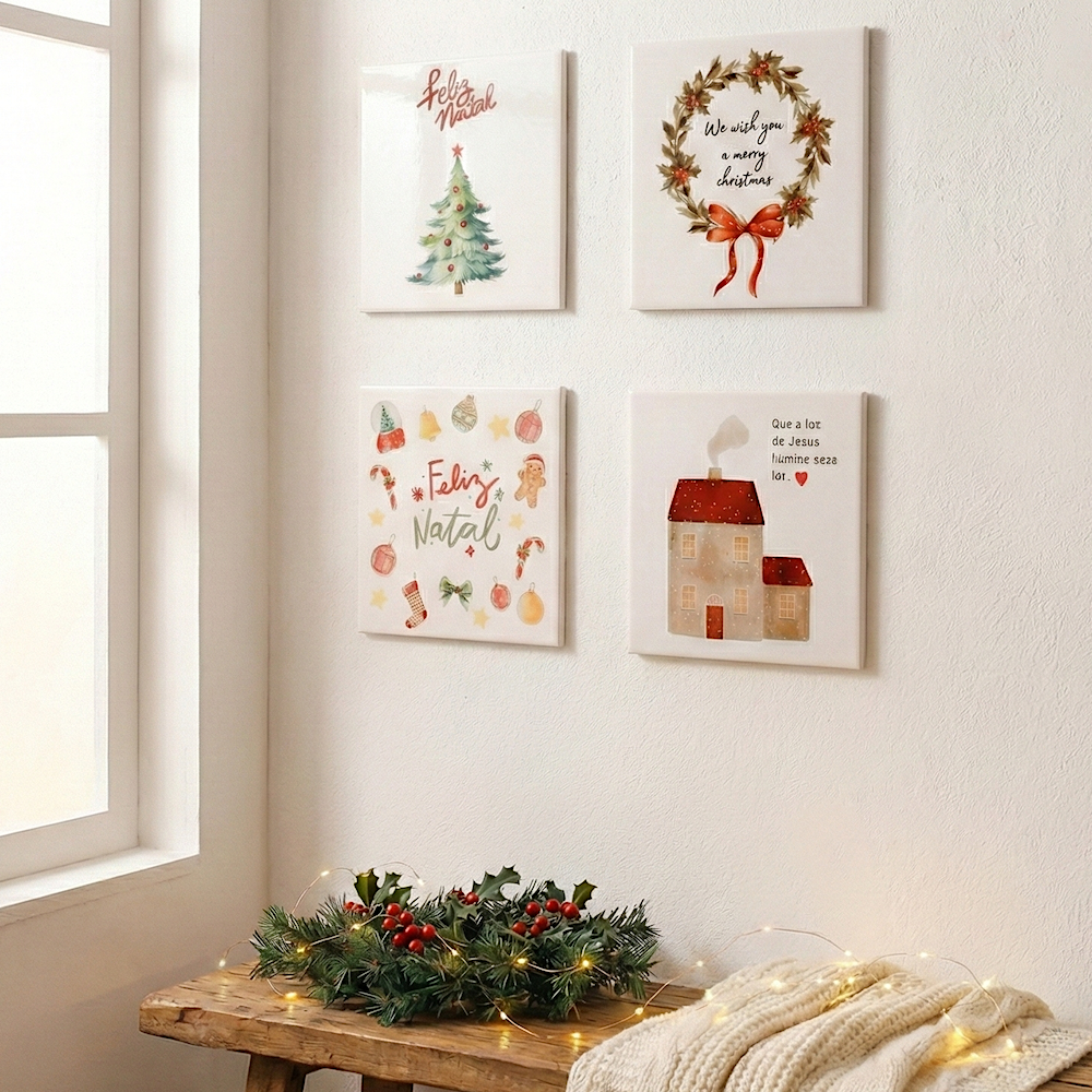 Azulejo de Natal Magia com Suporte e Embalagem