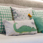 Almofada Infantil Xadrez Verde com Enchimento e Zíper 45 x 45 cm