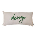 Almofada Baguete Frase Dengo em Verde Fundo Off White 52 x 24 cm