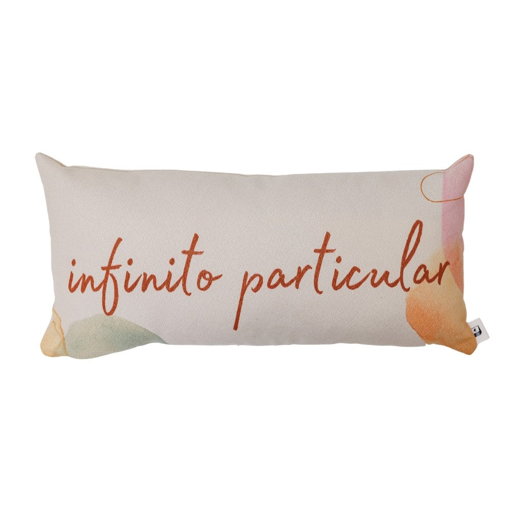 Almofada Baguete com Frase Infinito Particular em Vermelho 52 x 24 cm