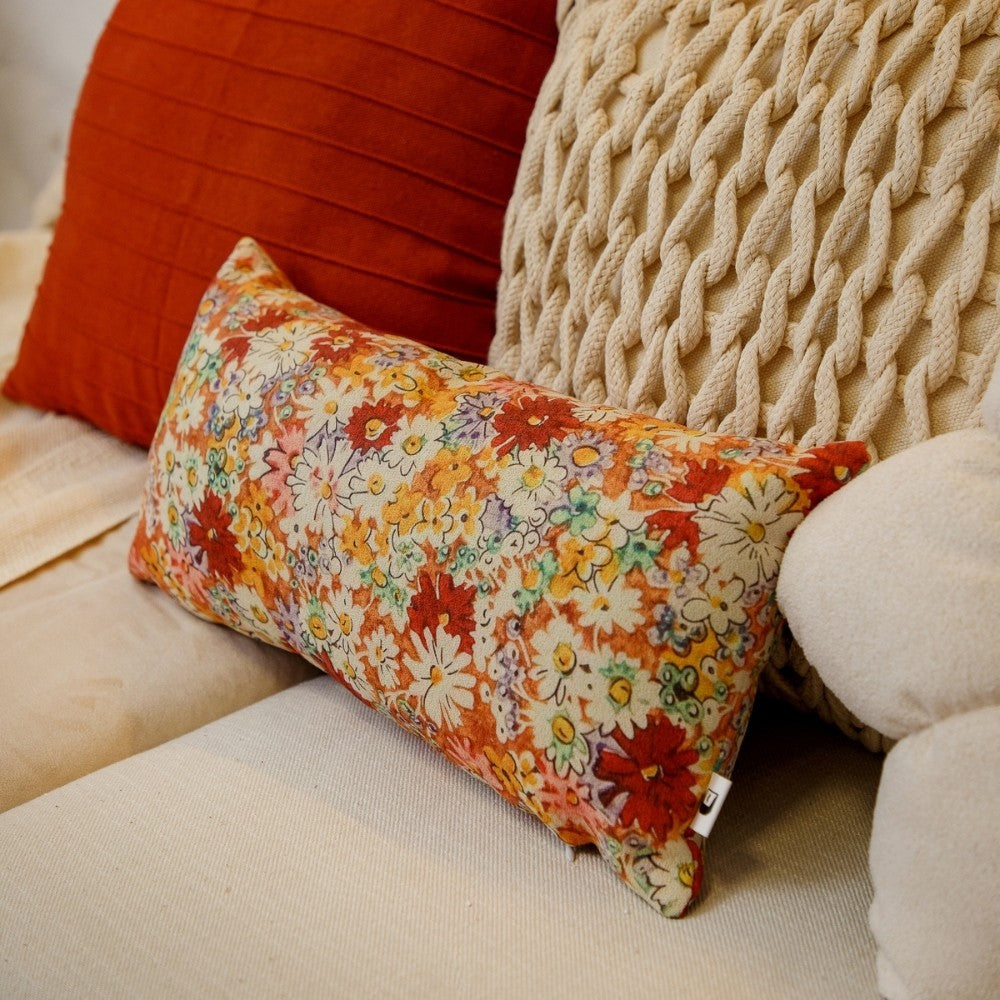 Almofada Baguete Floral Liberty com Enchimento e Zíper 52 x 24 cm