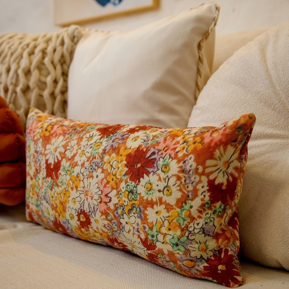 Almofada Baguete Floral Liberty com Enchimento e Zíper 52 x 24 cm