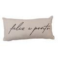 Almofada Baguete off-white com Frase Feliz e Ponto Enchimento 52 x 24 cm