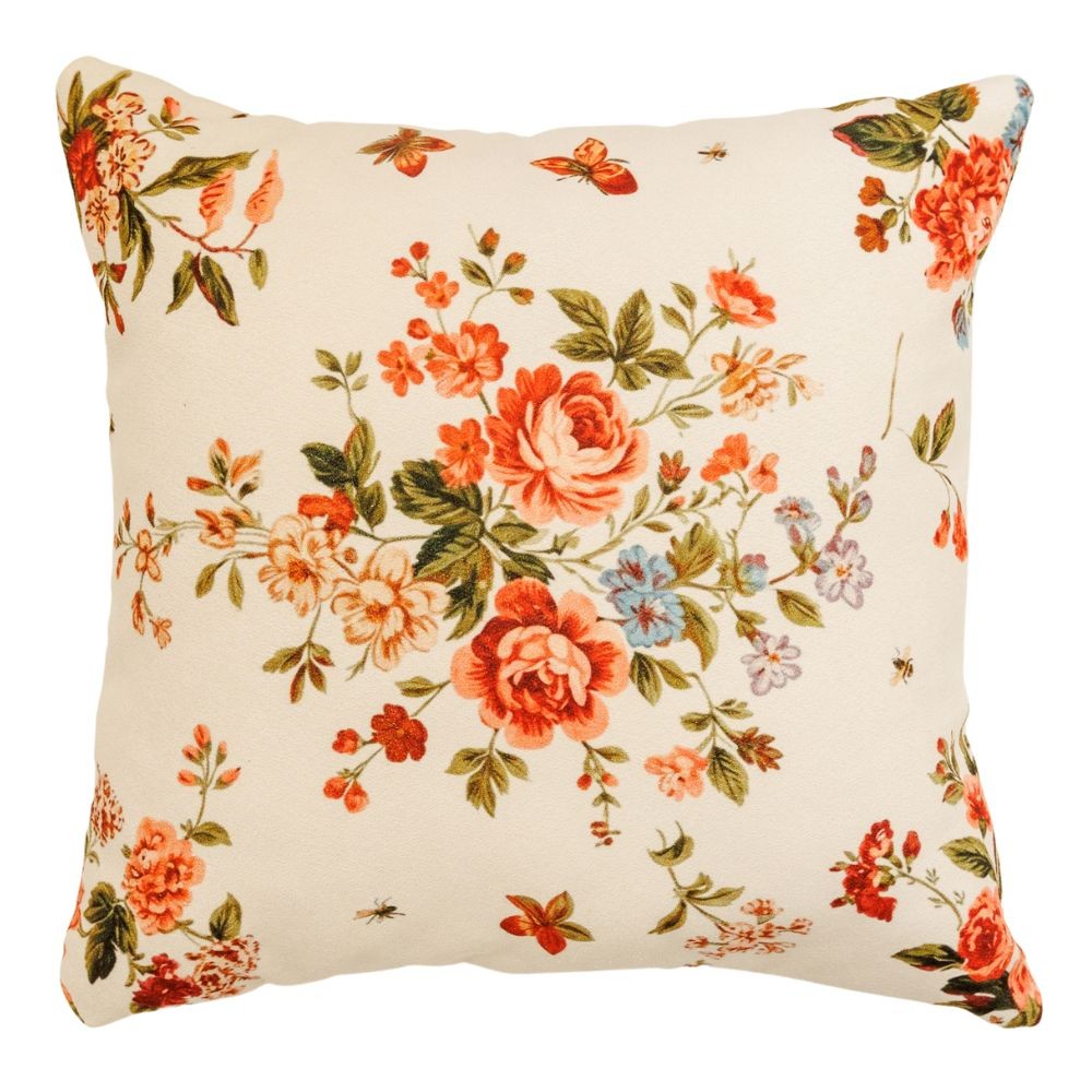 Almofada Decorativa Floral Vintage 45x45cm em Tecido Bouclé