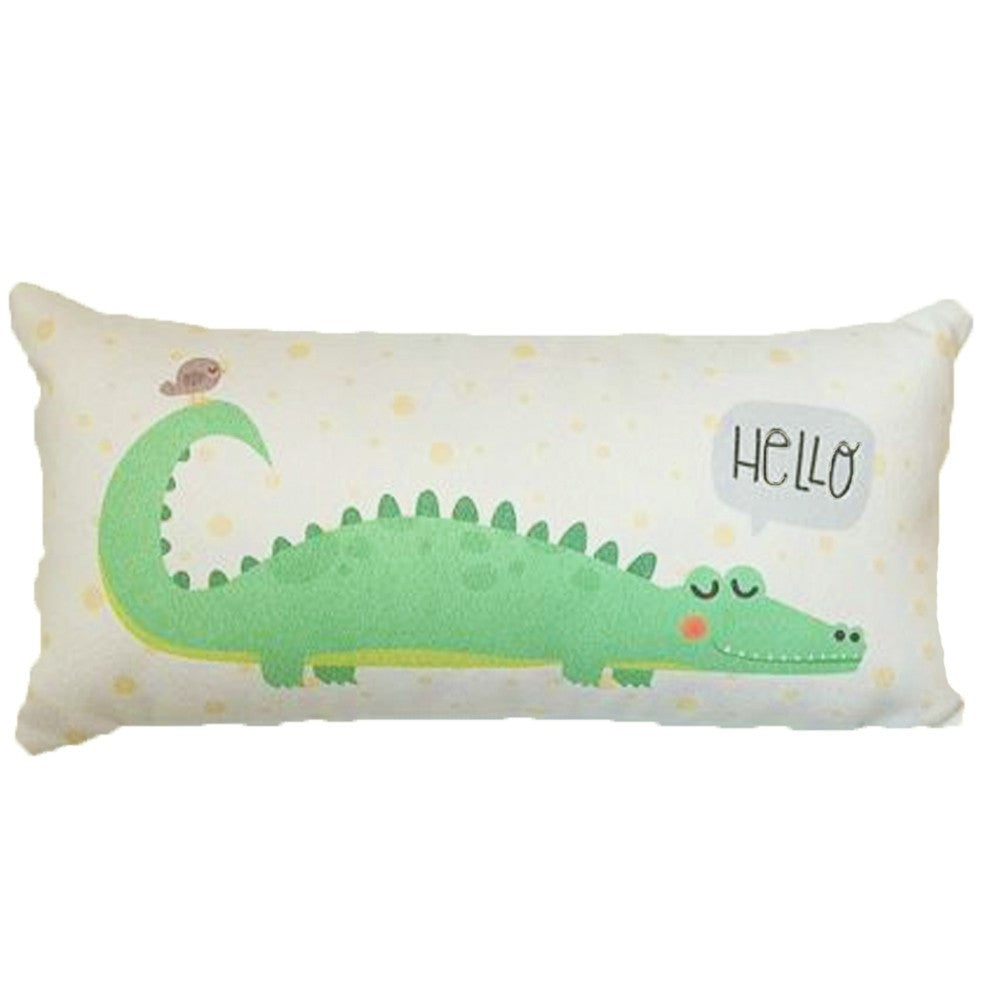 Almofada Infantil Estampa Jacaré com Enchimento e Zíper 52 x 24 cm