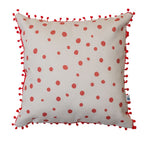 Almofada Infantil com Bolinhas Vermelhas e Detalhes na Borda 45 x 45 cm