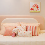 Almofada Infantil Xadrez Vermelho com Enchimento e Zíper 45 x 45 cm