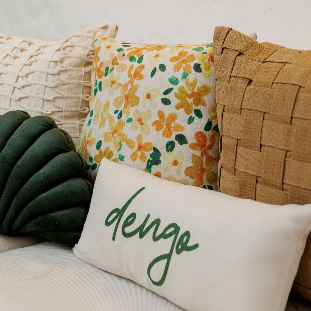 Almofada Floral em Amarelo com Enchimento e Zíper 45 x 45 cm