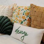 Almofada Floral em Amarelo com Enchimento e Zíper 45 x 45 cm