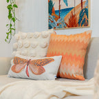Almofada Decorativa Chevron Laranja com Enchimento 45 x 45 cm