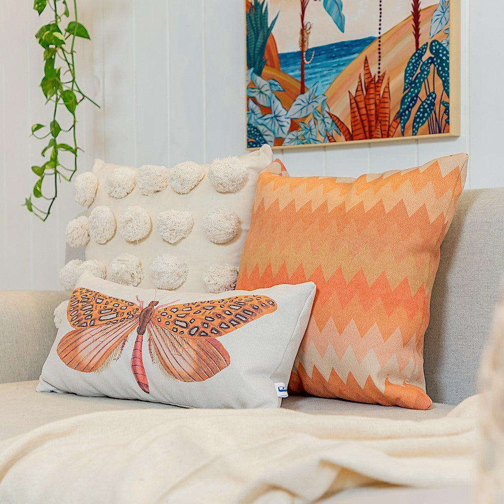 Almofada Decorativa Chevron Laranja com Enchimento 45 x 45 cm