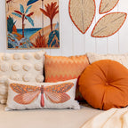 Almofada Decorativa Chevron Laranja com Enchimento 45 x 45 cm