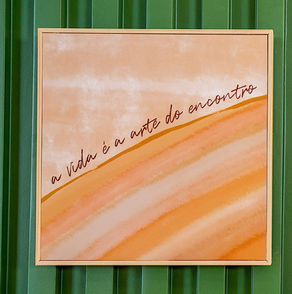 Duo Quadros Vida 20x20 cm em Moldura Filete com Estampa Poética