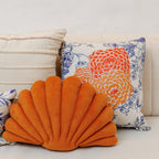 Almofada Flor de Tangerina Azul e Laranja com Enchimento 45 x 45 cm