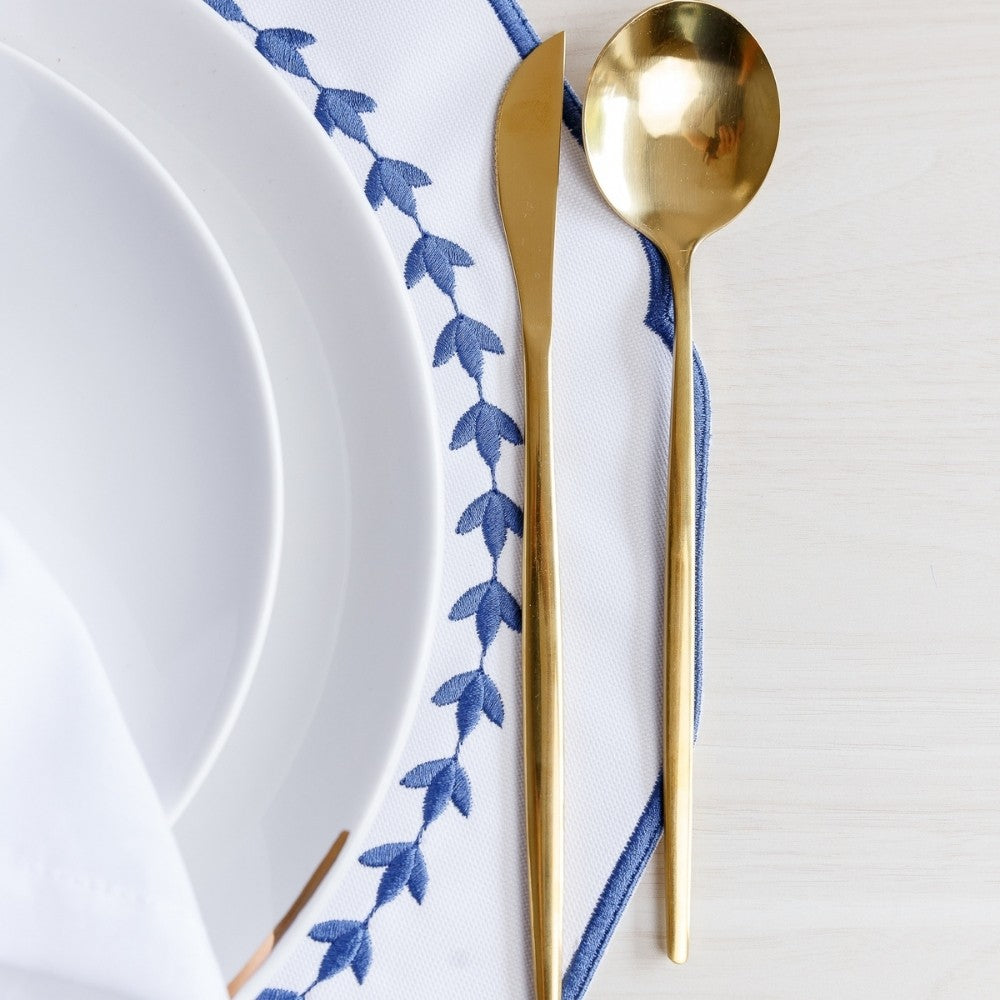 Jogo americano Jolie Branco e Azul
