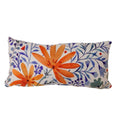 Almofada Baguete Éden Estampa Floral com Laranja e Azul 52 x 24 cm