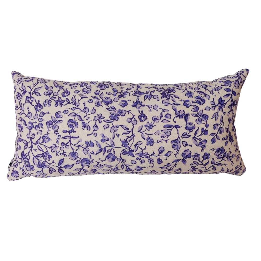 Almofada Baguete Floral Liberty Azul Estampa Delicada 52 x 24 cm