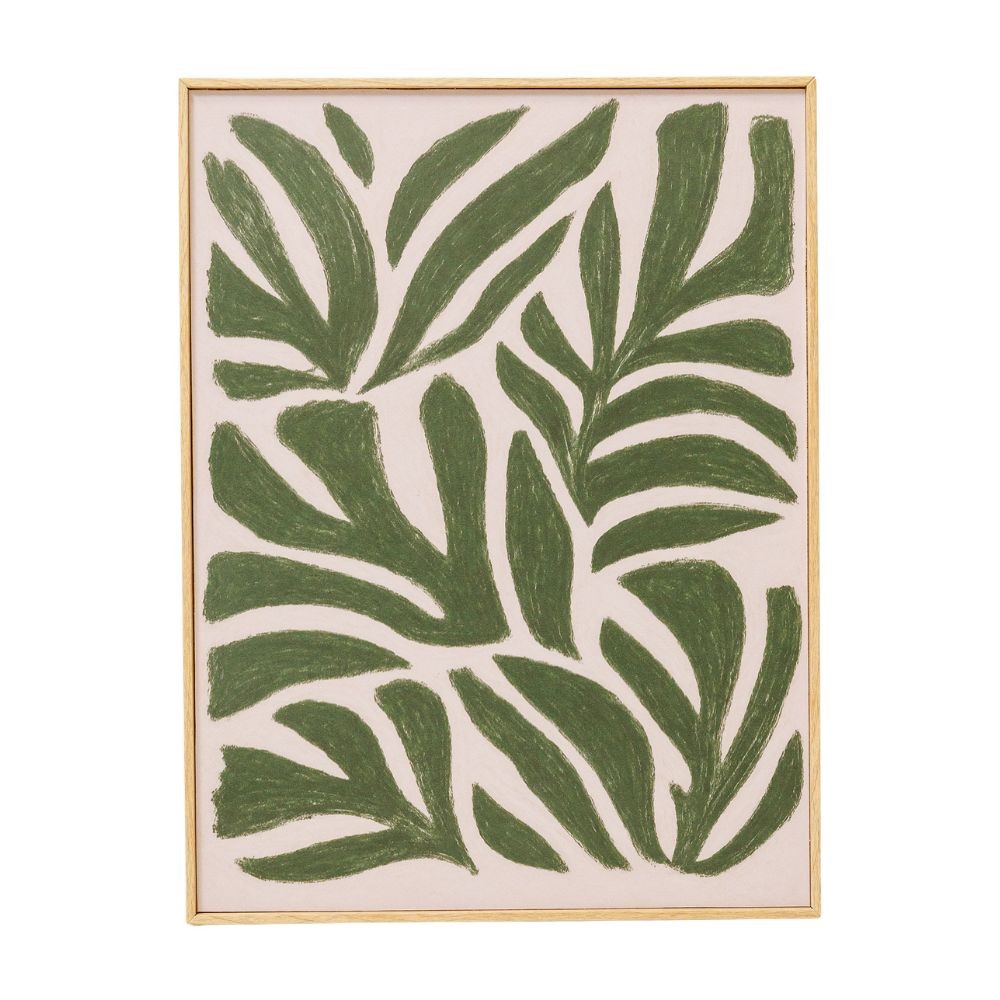 Quadro Decorativo Folhagens Abstratas Verde 30x40cm  Moldura Filete