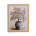 Quadro Decorativo Flores em Vaso Moldura em Madeira - 30x40cm