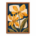 Quadro Botânico Flores Amarelas com Moldura de Madeira