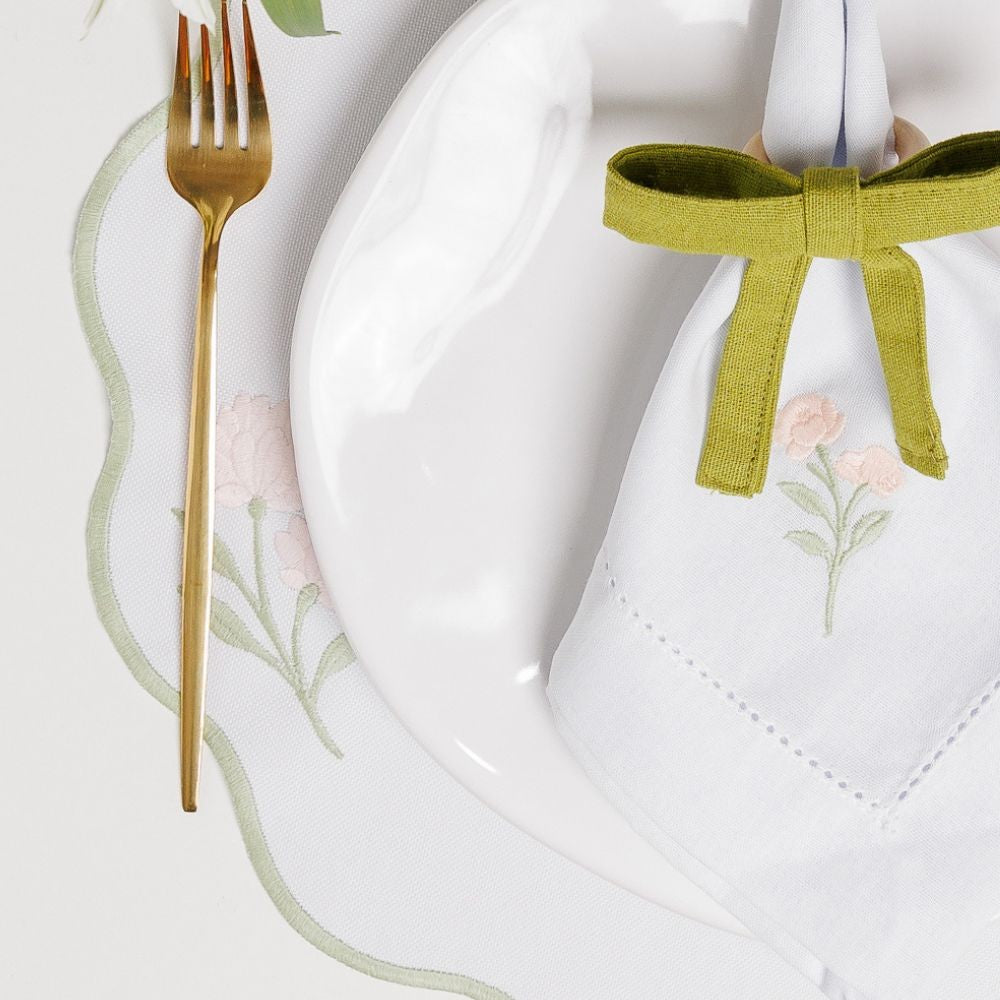 Jogo Americano Impermeável Redondo Pistache Bouquet