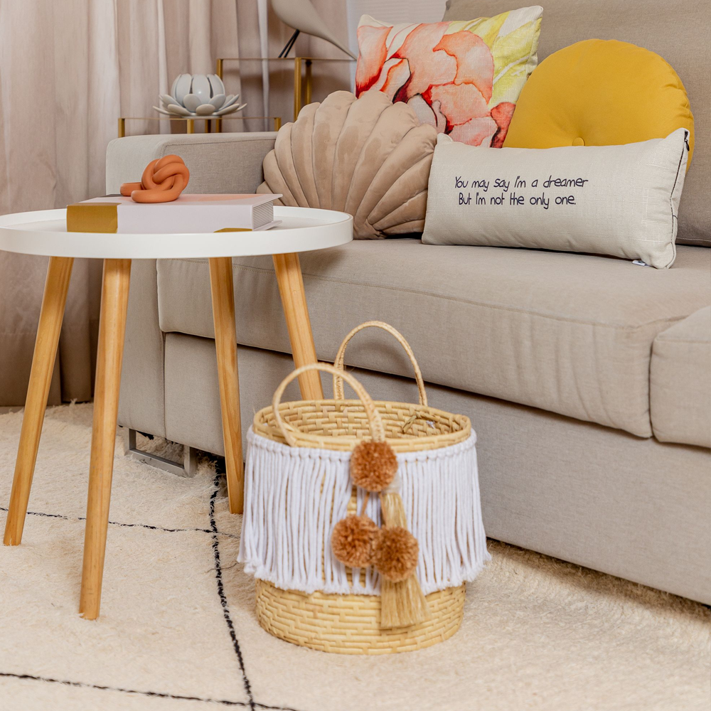 Almofada Baguete Decorativa com Frase Dreamer e Enchimento 52 x 22 cm