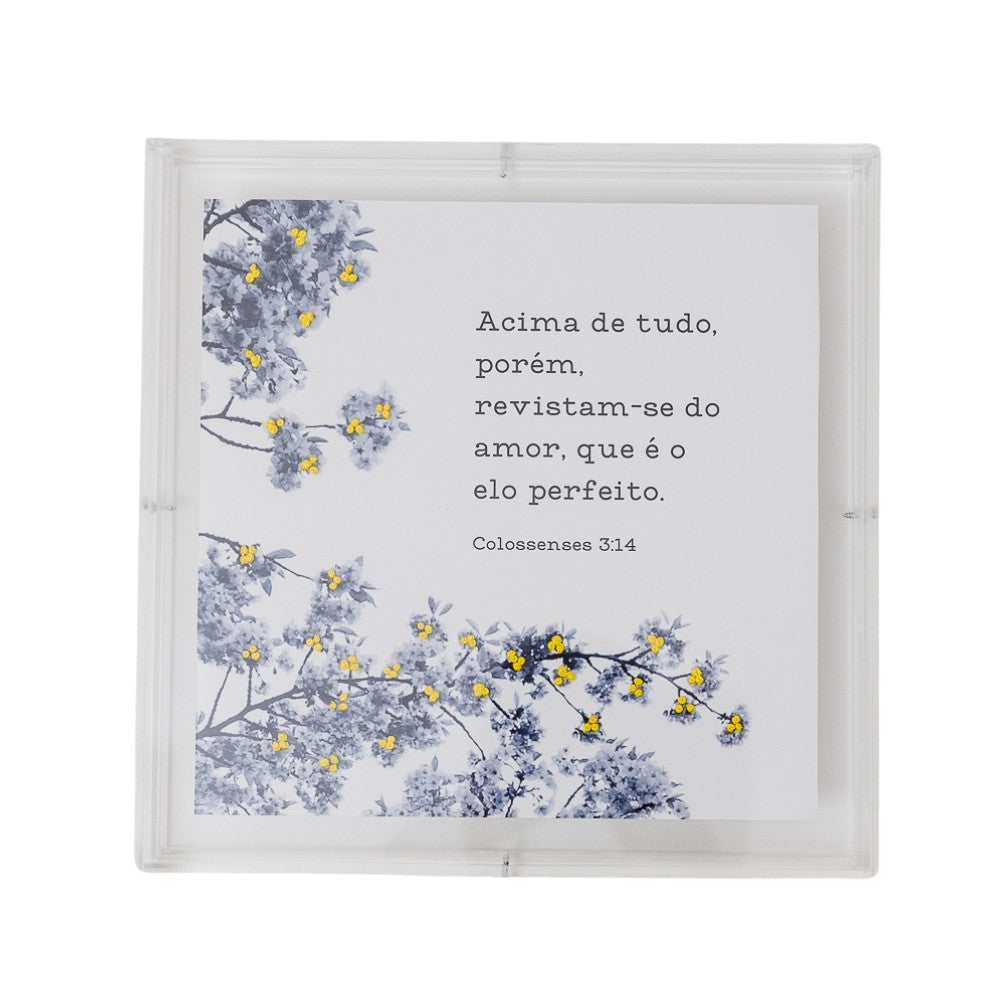 Acrílico Decorativo Colossenses 20x20 cm em Caixa de Acrílico para Inspirar Fé no Lar