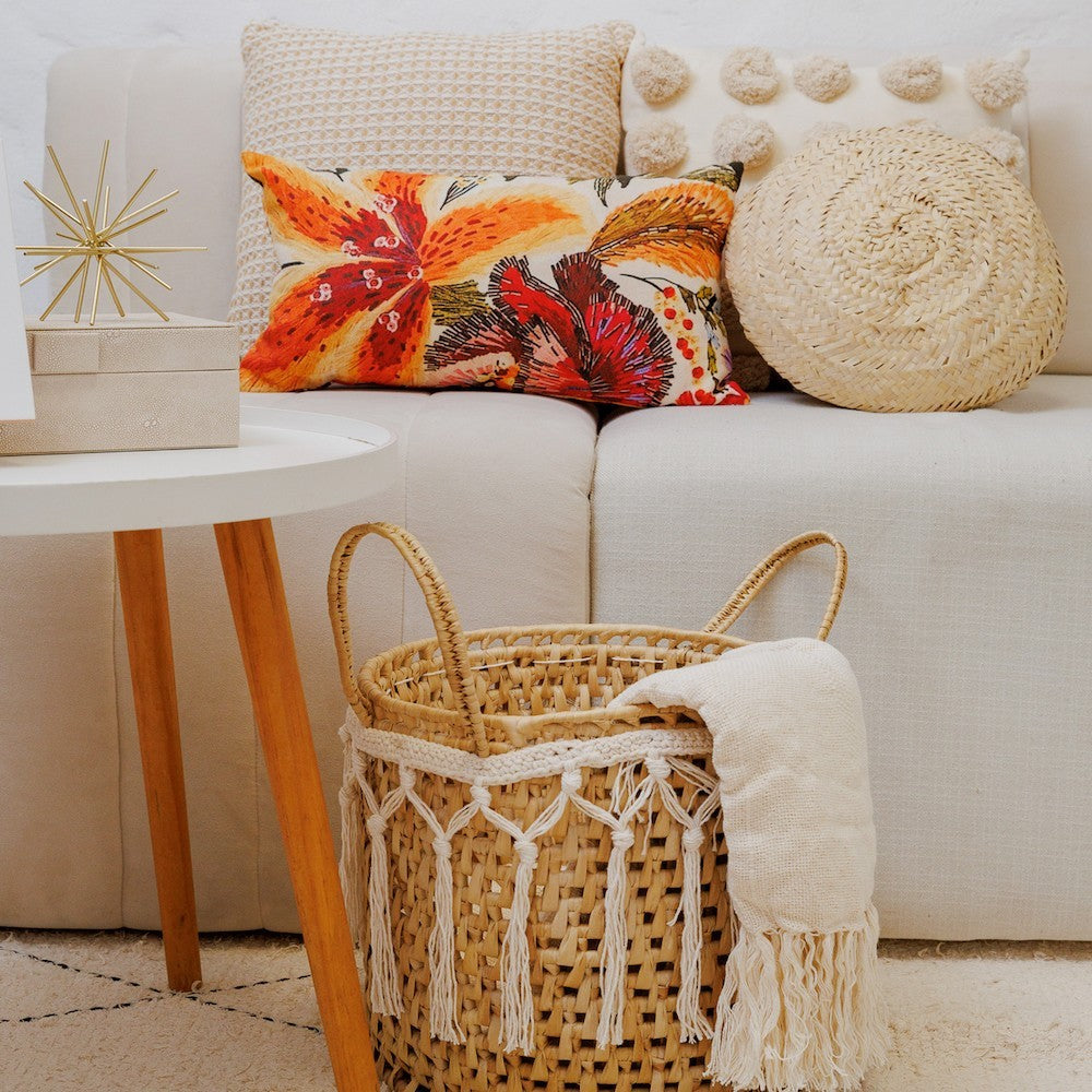 Almofada Baguete Amazonic com Estampa Floral Enchimento 50 x 30 cm