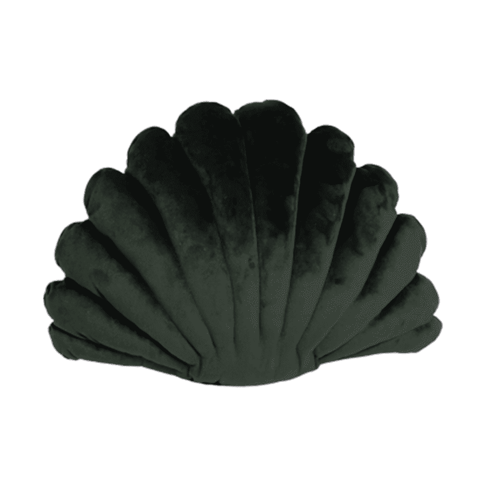 Almofada Decorativa em Forma de Concha Verde Militar com Enchimento 26 x 40cm