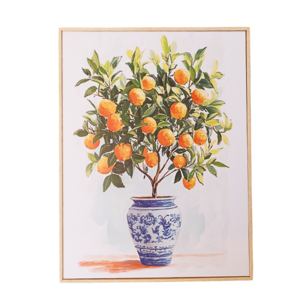 Quadro Decorativo Laranjeira 30x40 cm com Moldura Filete para Sala e Quarto
