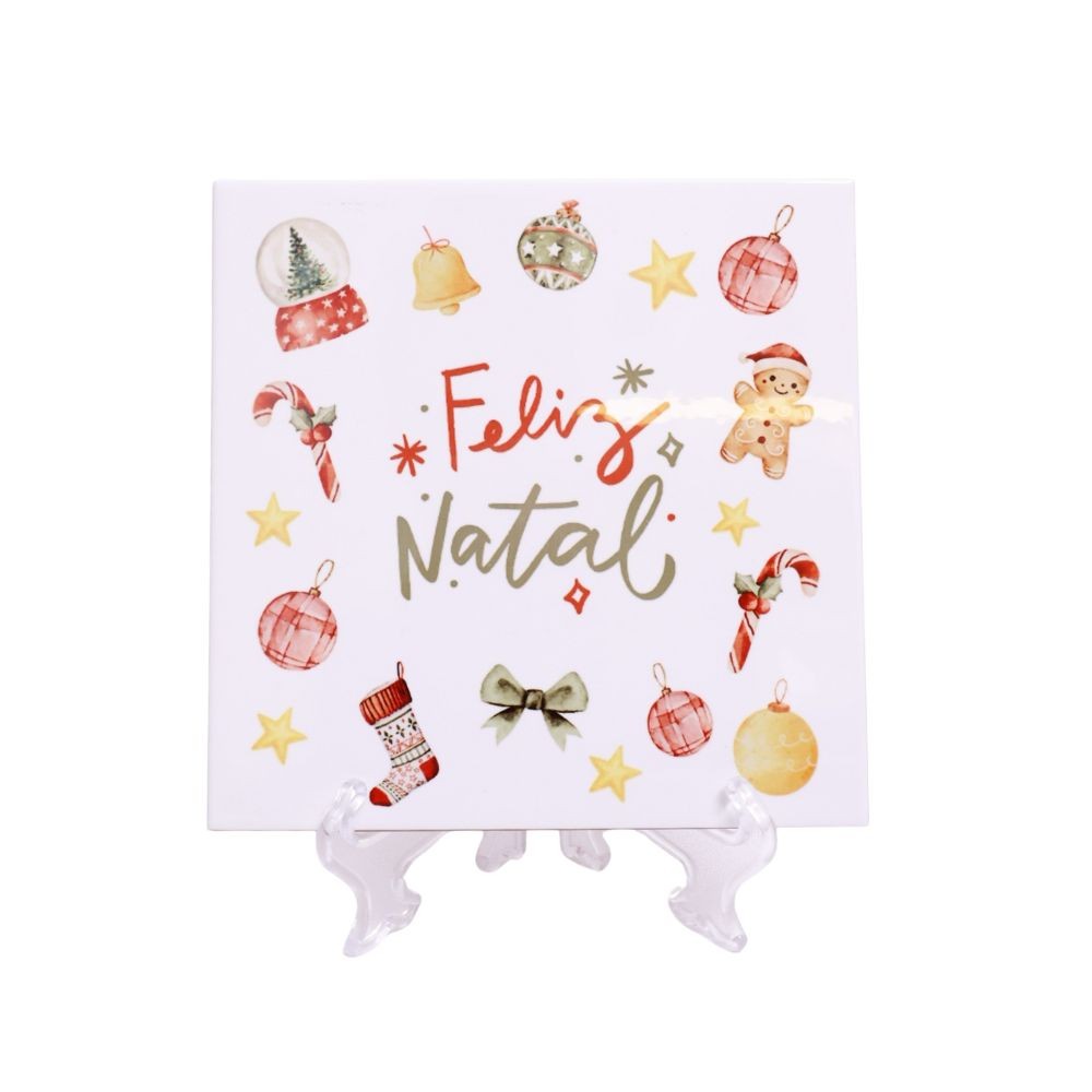 Azulejo de Natal Magia com Suporte e Embalagem