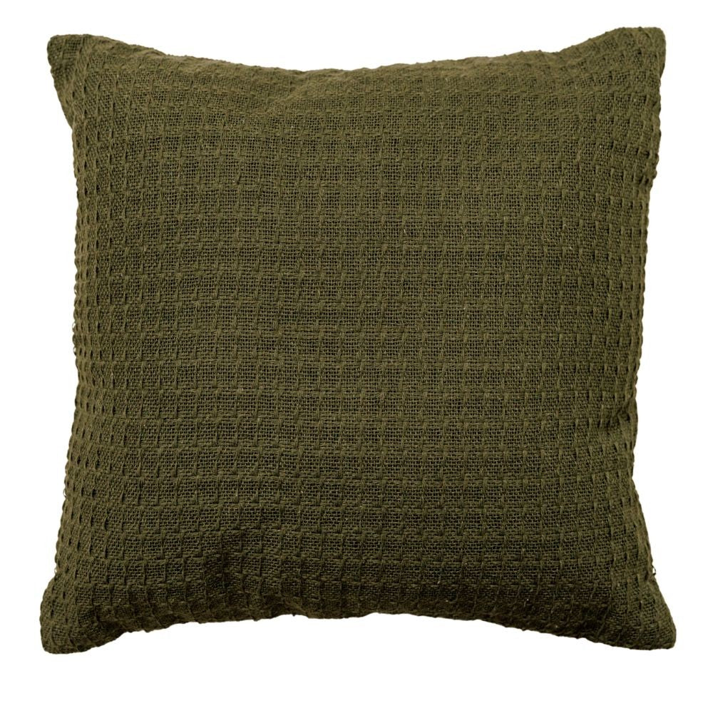Almofada Decorativa Trama Rústica Verde Musgo 45x45cm com Enchimento
