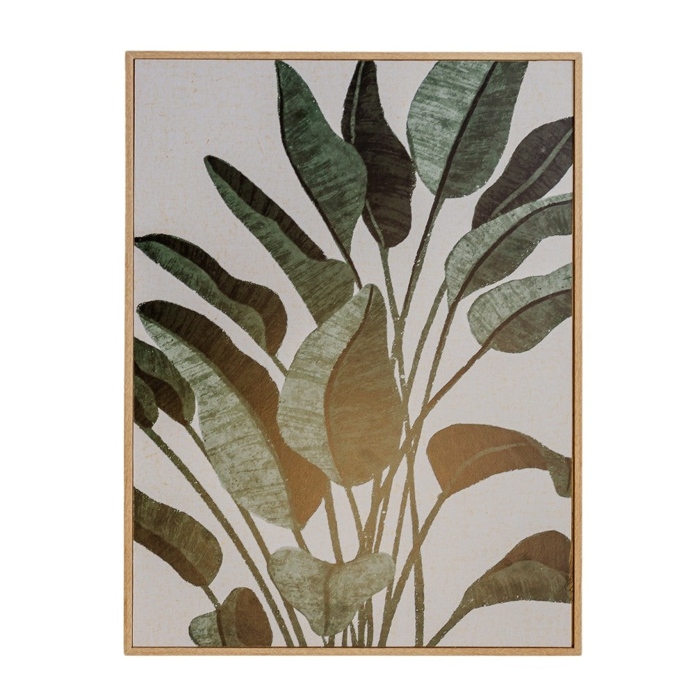 Quadro Decorativo Folhas 30x40 cm Moldura Filete E Estampa Botânica