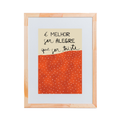 Quadro Decorativo Alegria 40x30 cm com Moldura em Madeira e Vidro