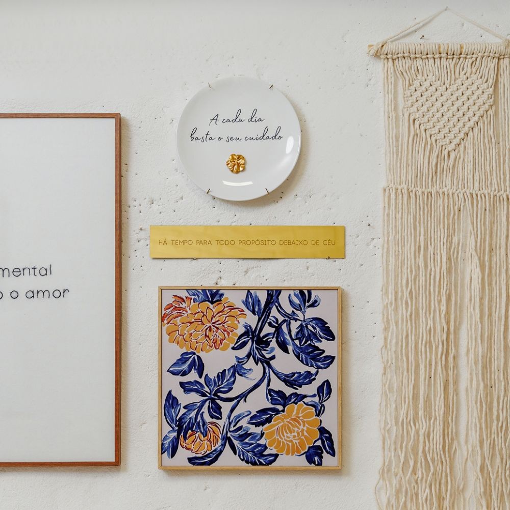 Placa Acrílico Dourada Céu 33x5 cm Para Inspirar Fé