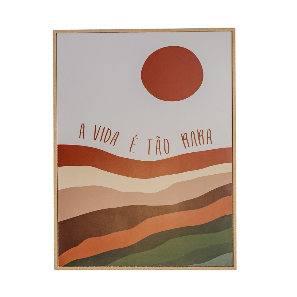 Quadro Decorativo Vida Rara 30x40 cm em Moldura Filete com Estampa  Poética