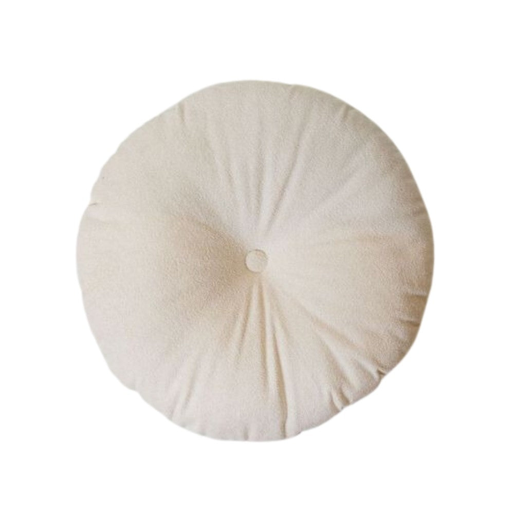 Almofada Decorativa Redonda Circle Creme Tecido Bouclé 42 cm