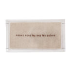 Acrílico Decorativo Aimer 24 por 24 cm em Caixa de Acrílico com Bordado em Linho para Decoração Afetiva