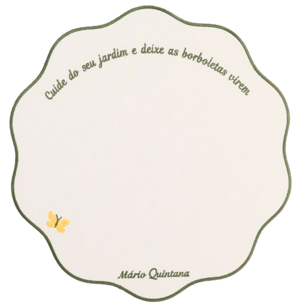 Jogo Americano Impermeável Redondo Com Frase Jardim