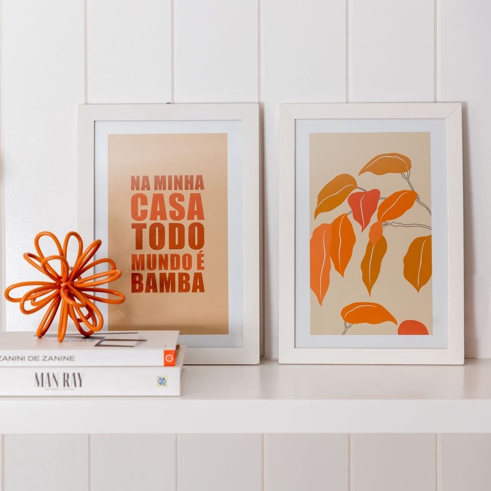 Quadro Decorativo Bamba 30x20 cm em Moldura Madeira com Vidro