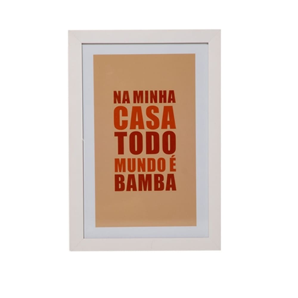 Quadro Decorativo Bamba 30x20 cm em Moldura Madeira com Vidro