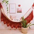 Rede de Descanso Brisa Off White e Terracota Com Macramê