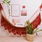 Rede de Descanso Brisa Off White e Terracota Com Macramê