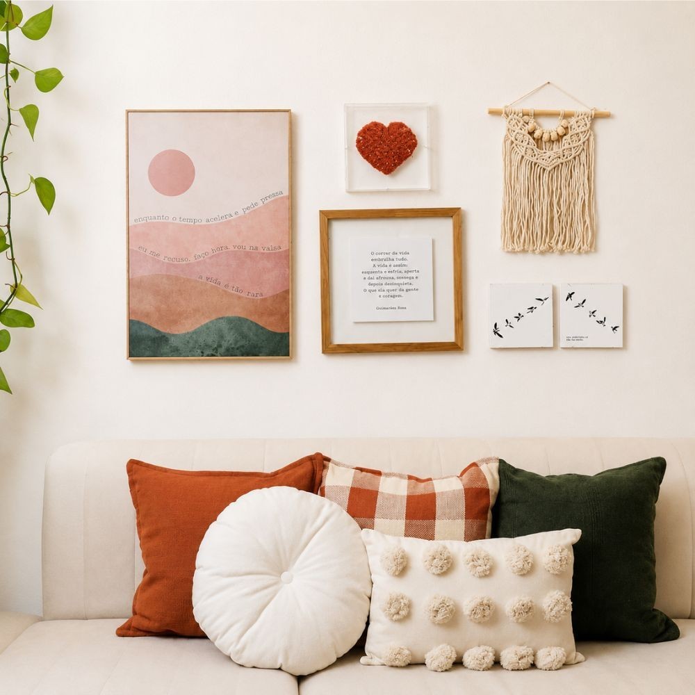 Quadro Guimarães Rosa  35 35 cm  Moldura de Madeira com Vidro Flutuante