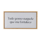 Quadro Azulejo Tudo Posso 20x10 cm em Madeira e Cerâmica Para Decorar Cantinhos com Fé