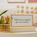 Quadro Azulejo Tudo Posso 20x10 cm em Madeira e Cerâmica Para Decorar Cantinhos com Fé